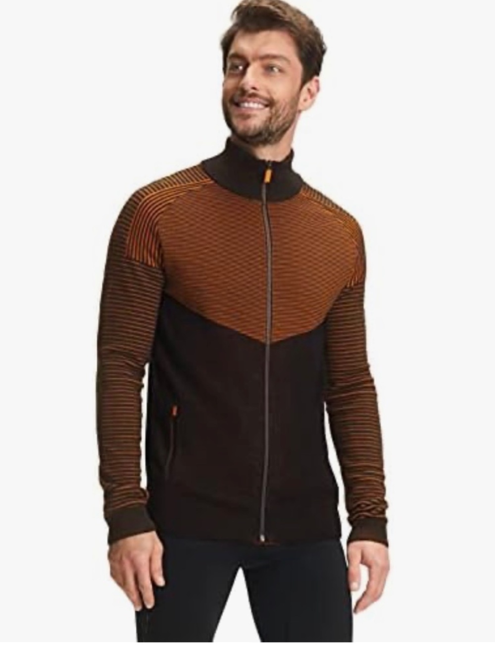 Falke Men's Full-Zip Knit Sweater Jacket - Black & Rust. Sz S.